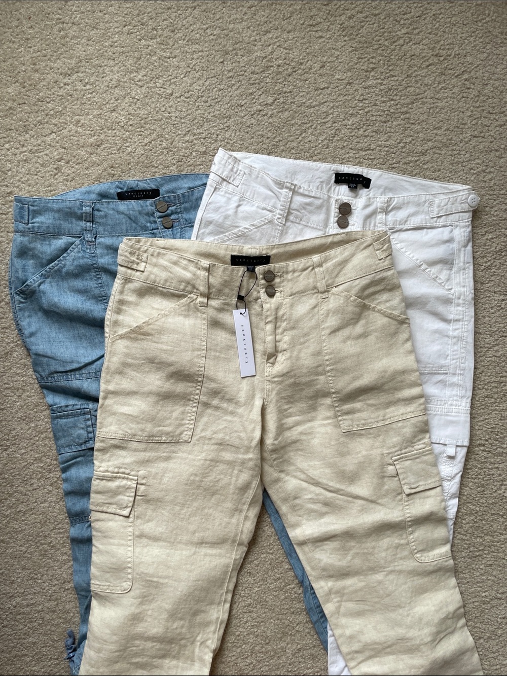 Sanctuary Cream, Blue and White Cargo Pants!!